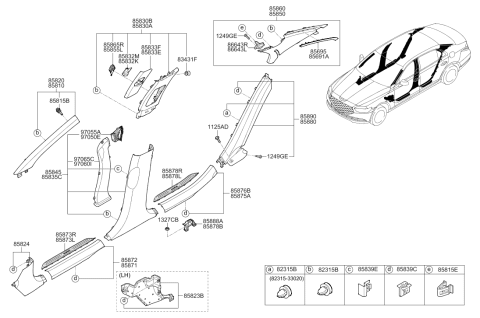 2022 Hyundai Genesis G90 Trim Mounting Clip Diagram for 85815-C1100
