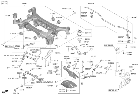 2021 Hyundai Genesis G90 Rear Stabilizer Bar Assembly Diagram for 55510-D2570