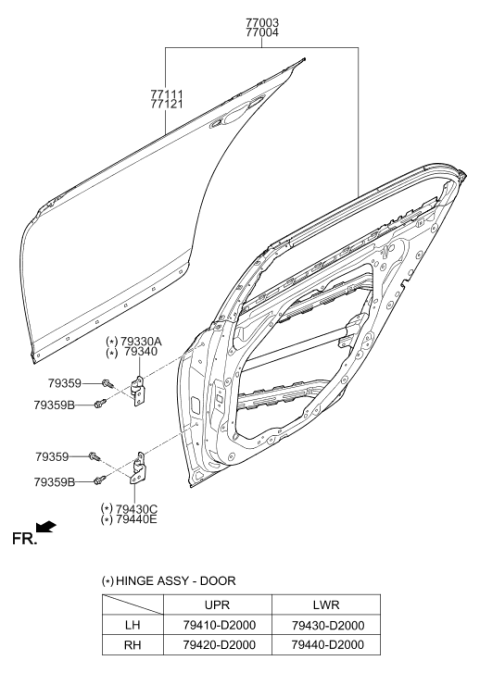 2020 Hyundai Genesis G90 Hinge Assembly-Rear Door Upper,RH Diagram for 79420-D2000
