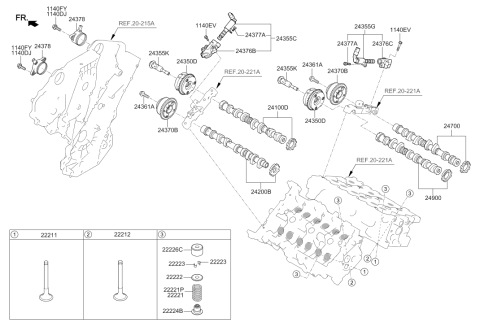 2022 Hyundai Genesis G90 Tappet Diagram for 22226-3CBA0