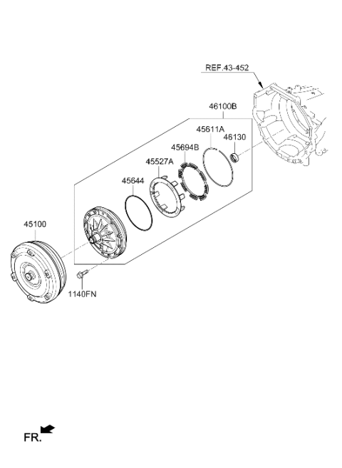2022 Hyundai Genesis G90 Torque Converter Assembly Diagram for 45100-4J100