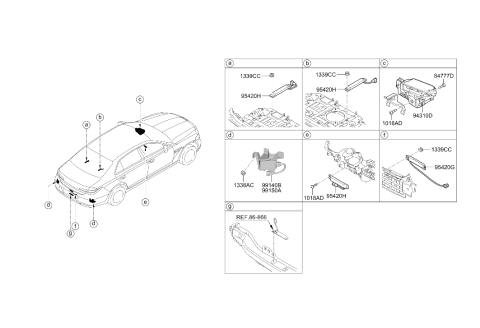 2020 Hyundai Genesis G90 Rear Corner Radar Unit Assembly Left Hand Diagram for 99140-D2000