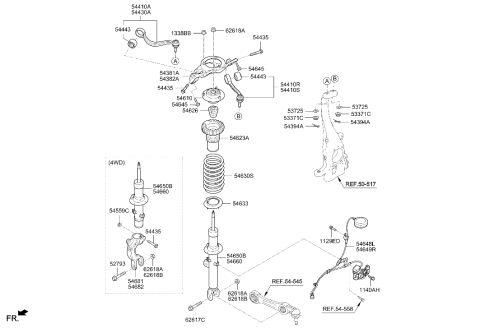 2022 Hyundai Genesis G90 Front Strut Assembly Left Diagram for 54605-D2950