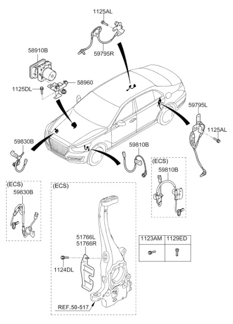 2022 Hyundai Genesis G90 Deflector,LH Diagram for 51765-D2000