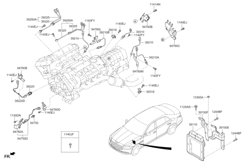 2022 Hyundai Genesis G90 Electronic Control Unit Diagram for 39110-3FEN2