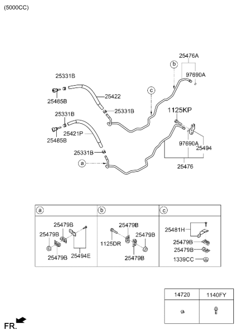 2020 Hyundai Genesis G90 Hose-Oil Cooling Return Diagram for 25422-J6000