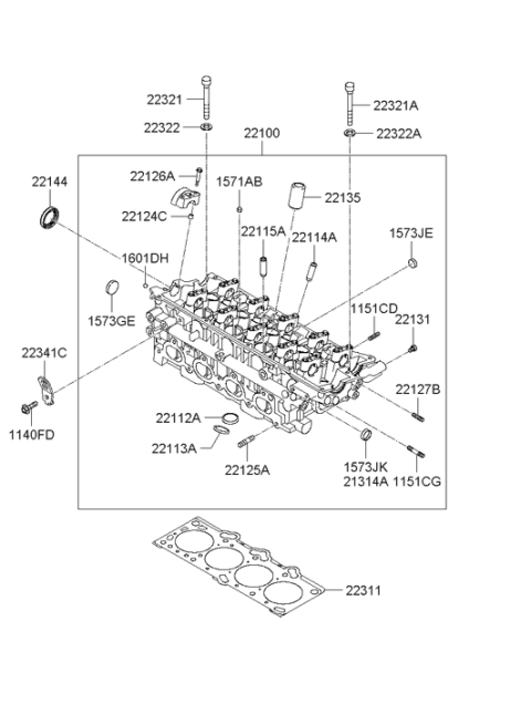 2007 Hyundai Tiburon Cylinder Head Diagram 3
