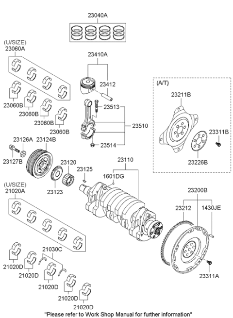 2006 Hyundai Tiburon Damper Pulley Diagram for 23124-23515