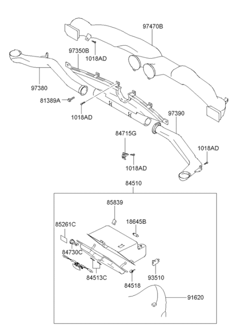 2007 Hyundai Tiburon Crash Pad Upper Diagram 2