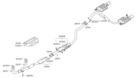 2008 Hyundai Tiburon Muffler & Exhaust Pipe Diagram 2