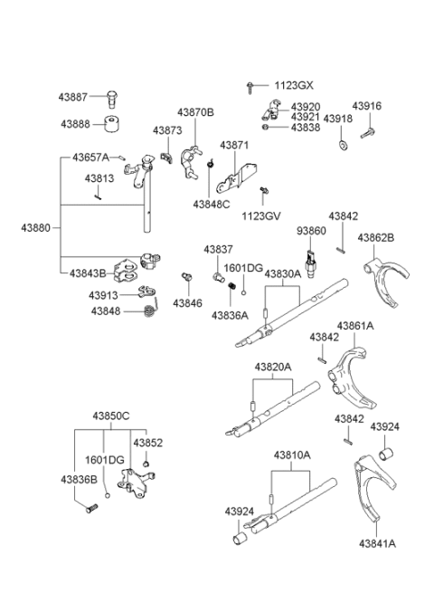 2008 Hyundai Tiburon Gear Shift Control-Manual Diagram 2