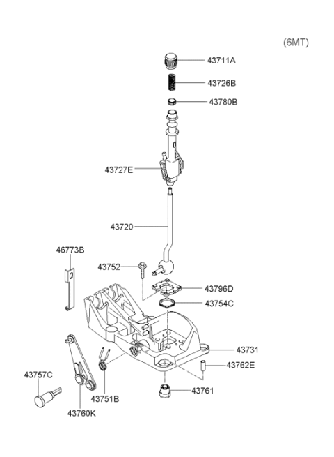 2007 Hyundai Tiburon Shift Lever Control (MTM) Diagram 2
