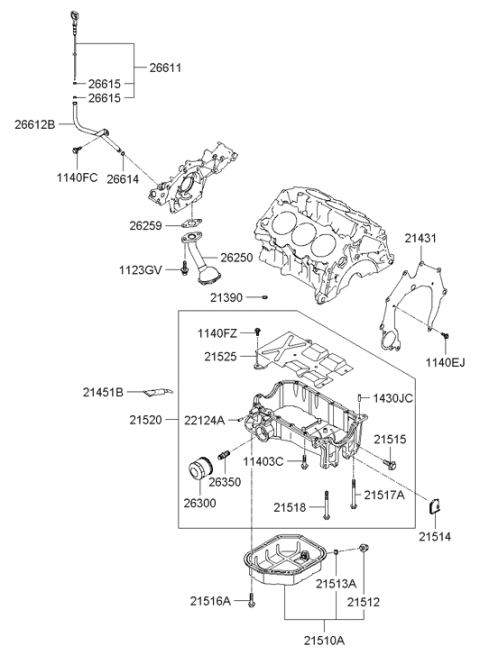 2007 Hyundai Tiburon Belt Cover & Oil Pan Diagram 2