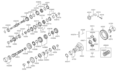 2006 Hyundai Tiburon Ring Snap Diagram for 43245-34180
