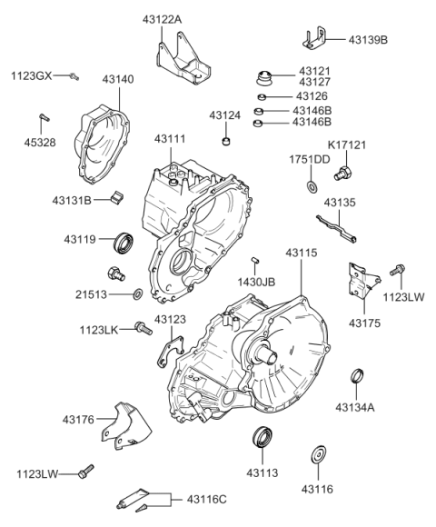 2008 Hyundai Tiburon Transaxle Case-Manual Diagram 2