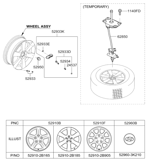 2006 Hyundai Santa Fe Nut-Hub Diagram for 52950-1G000