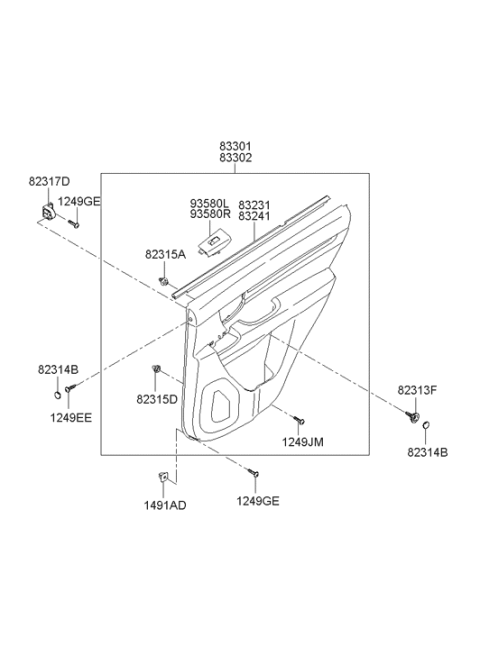 2006 Hyundai Santa Fe Right Rear Power Window Sub Switch Assembly Diagram for 93580-2B500-WK