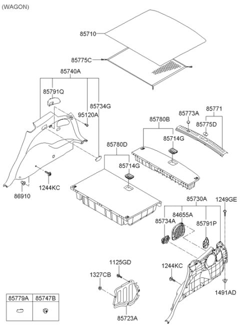 2006 Hyundai Santa Fe Accessory Socket Assembly Diagram for 95120-2B700-WK