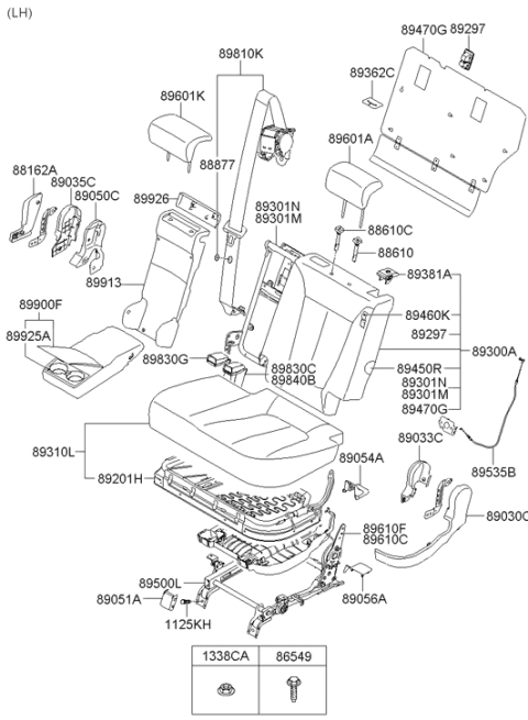 2006 Hyundai Santa Fe Nut Diagram for 13386-10003