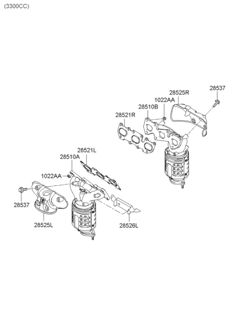 2006 Hyundai Santa Fe Heat Protector Right Hand Diagram for 28525-3C141