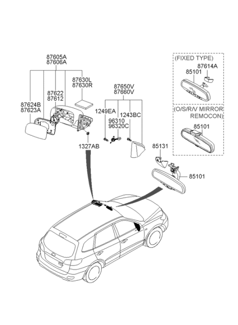2006 Hyundai Santa Fe Front Door Quadrant Inner Cover Assembly Diagram for 87660-0W010-WK