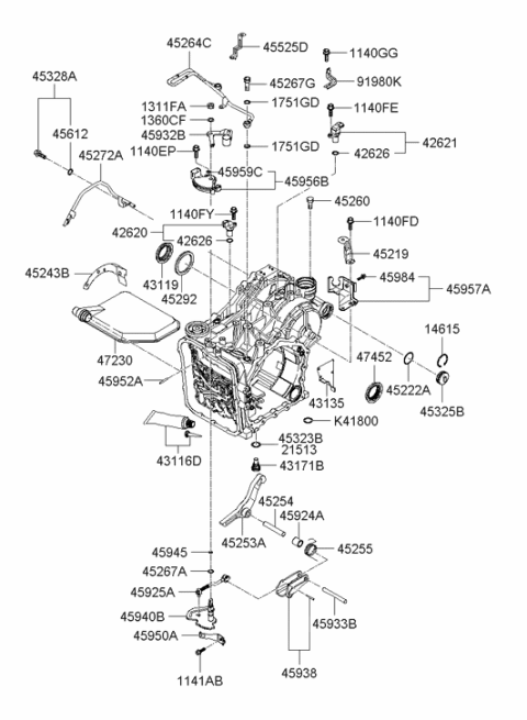 2006 Hyundai Santa Fe Packing Diagram for K9956-41800
