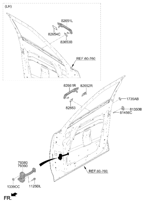 2025 Hyundai Santa Fe Door Outside Handle Assembly Right Hand Diagram for 82661-R6410