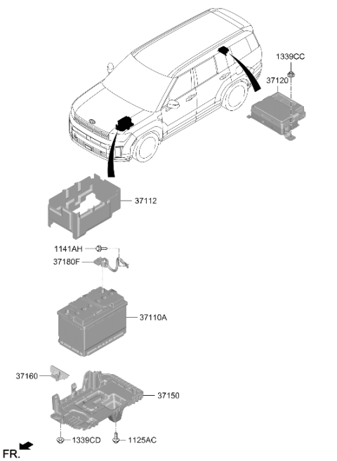 2024 Hyundai Santa Fe BATTERY ASSY-LITHIUM Diagram for 37120-R6220