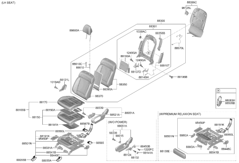 2025 Hyundai Santa Fe COVER-FR SEAT MTG RR INR LH Diagram for 88567-R6010-NNB