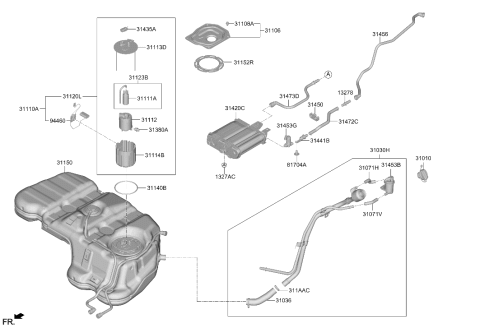 2024 Hyundai Santa Fe FILLER NECK & HOSE ASSY Diagram for 31030-R6000
