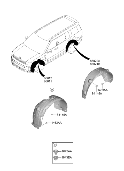 2024 Hyundai Santa Fe GUARD ASSY-REAR WHEEL,LH Diagram for 86821-P6000