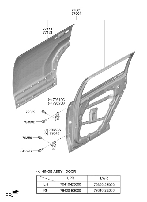2024 Hyundai Santa Fe Rear Door Panel Assembly Left Hand Diagram for 77003-R6000