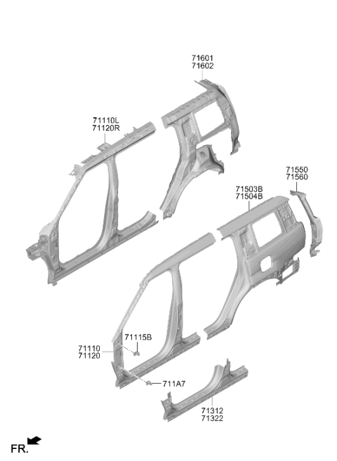 2026 Hyundai Santa Fe PANEL ASSY-PILLAR OUTER,LH Diagram for 71110-R6A00