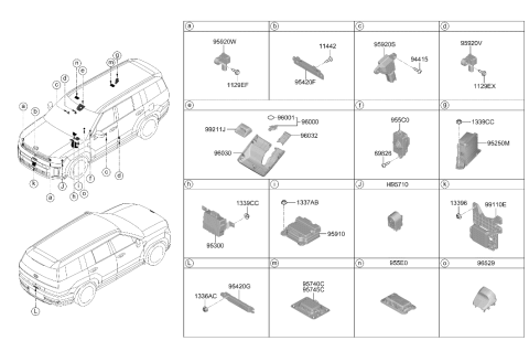 2026 Hyundai Santa Fe Front Radar Unit Assembly Diagram for 99110-R6000