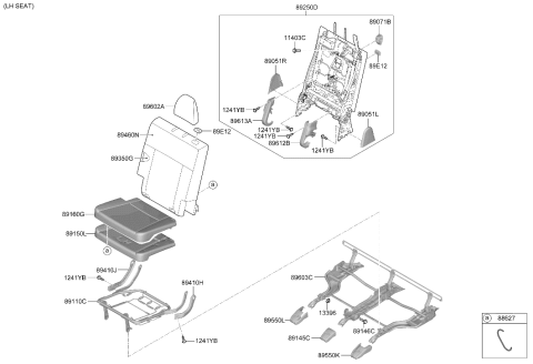 2024 Hyundai Santa Fe 3rd Back Covering Assembly Left Hand Diagram for 89A36-R6100-MON