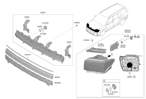 2024 Hyundai Santa Fe Head Lamp Assembly Left Hand Diagram for 92101-R6000