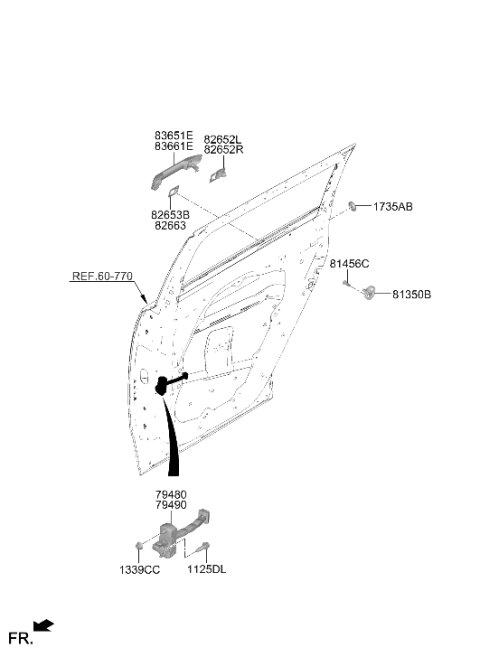 2024 Hyundai Santa Fe HANDLE-REAR DOOR OUTSIDE,LH Diagram for 83651-R6000