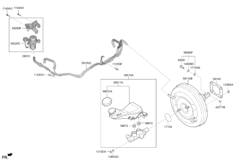 2026 Hyundai Santa Fe Brake Master Cylinder Assembly Diagram for 58510-R5000