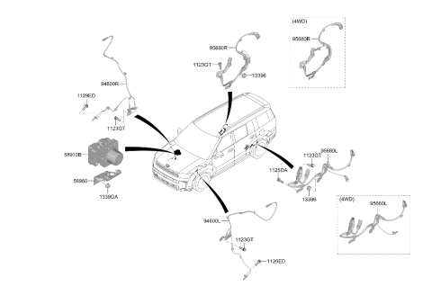 2024 Hyundai Santa Fe Hydraulic Unit Assembly Diagram for 58910-R6410
