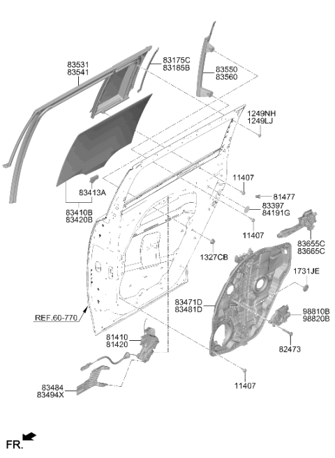 2026 Hyundai Santa Fe PANEL ASSY-REAR DOOR MODULE,LH Diagram for 83471-R6000