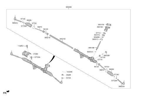 2025 Hyundai Santa Fe GEAR ASSY-STEERING Diagram for 56500-R5000
