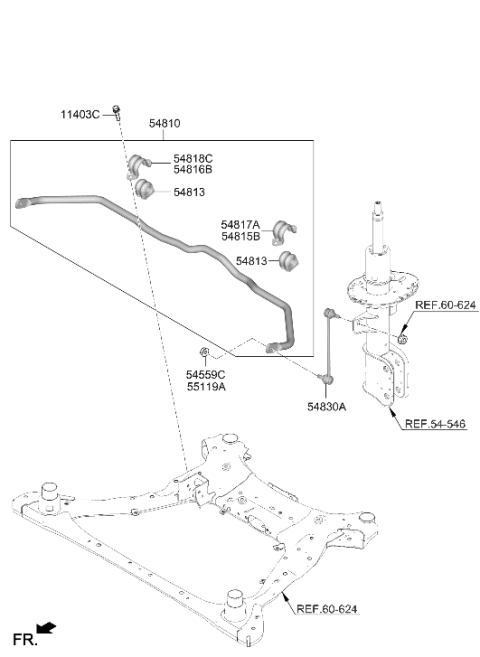 2026 Hyundai Santa Fe BAR ASSY-FR STABILIZER Diagram for 54810-P2500