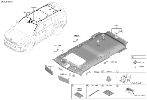 2025 Hyundai Santa Fe Sunvisor & Head Lining Diagram 2