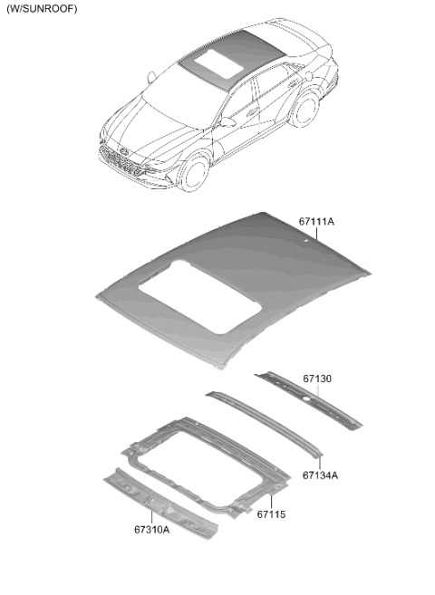 2021 Hyundai Elantra Korean made Roof Panel Diagram 2