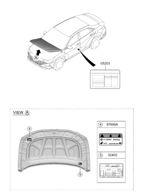 2021 Hyundai Elantra Korean made Label Diagram 2