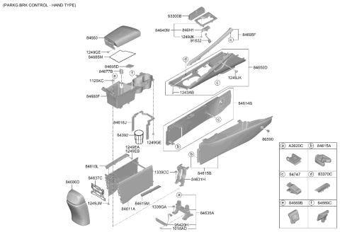 2021 Hyundai Elantra Korean made Console Diagram 2