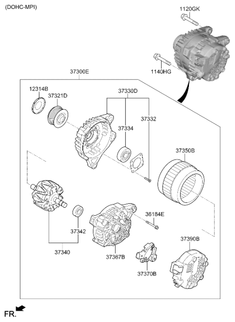2021 Hyundai Elantra Korean made Alternator Diagram 2
