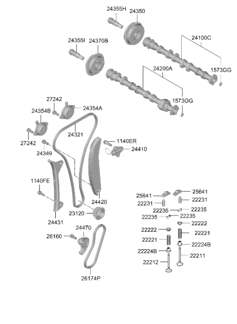 2022 Hyundai Elantra Korean made Camshaft & Valve Diagram 2