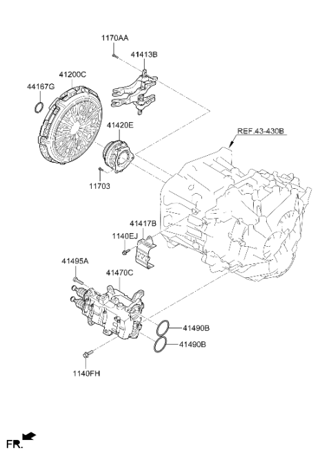 2021 Hyundai Elantra Korean made Clutch & Release Fork Diagram 2