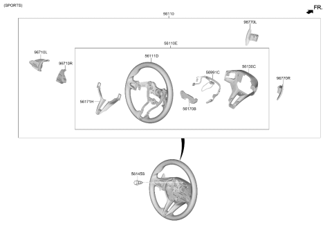2021 Hyundai Elantra Korean made Steering Wheel Diagram 2